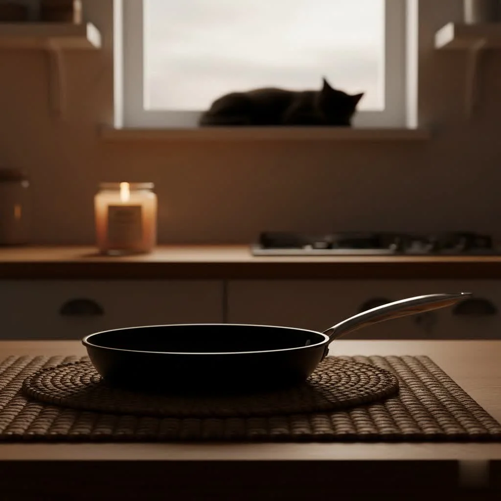 All-Clad D3 stainless steel frying pan on a stovetop