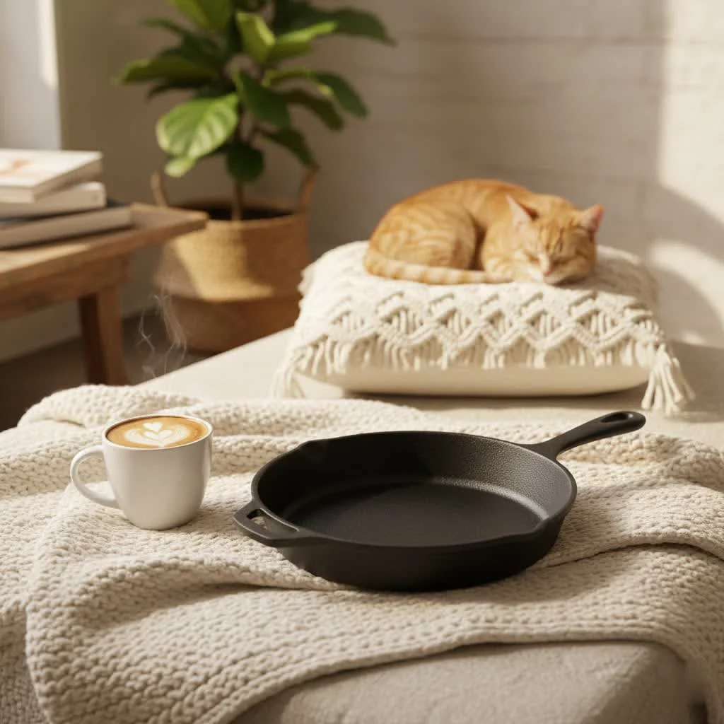 Large 14-inch frying pan on a stovetop with food