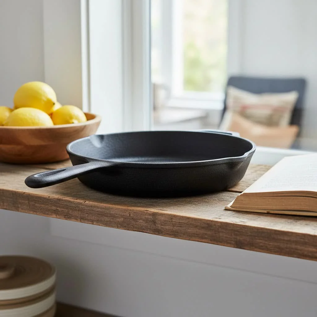 Large 14-inch frying pan with a glass lid on a stovetop