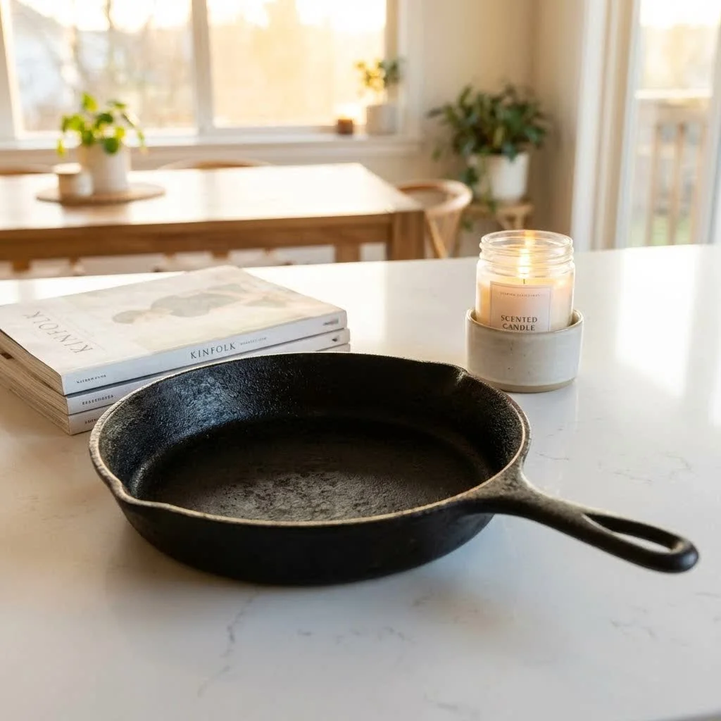Large 14-inch frying pan on a stovetop